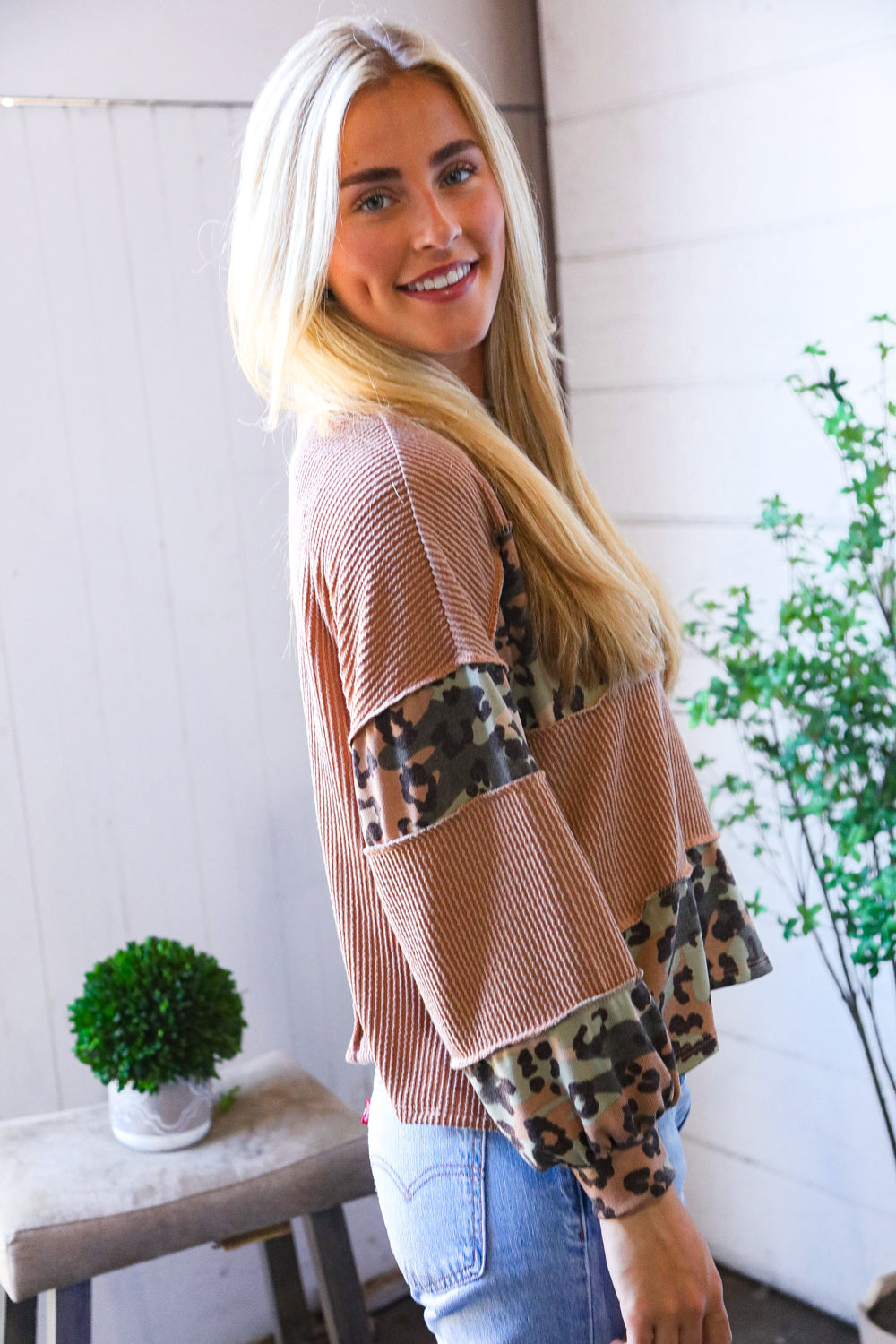 Soft and Rebelous Camo/Leopard Top